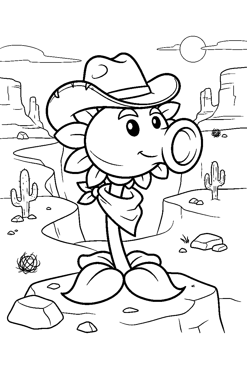 plants vs zombies in western canyon line art