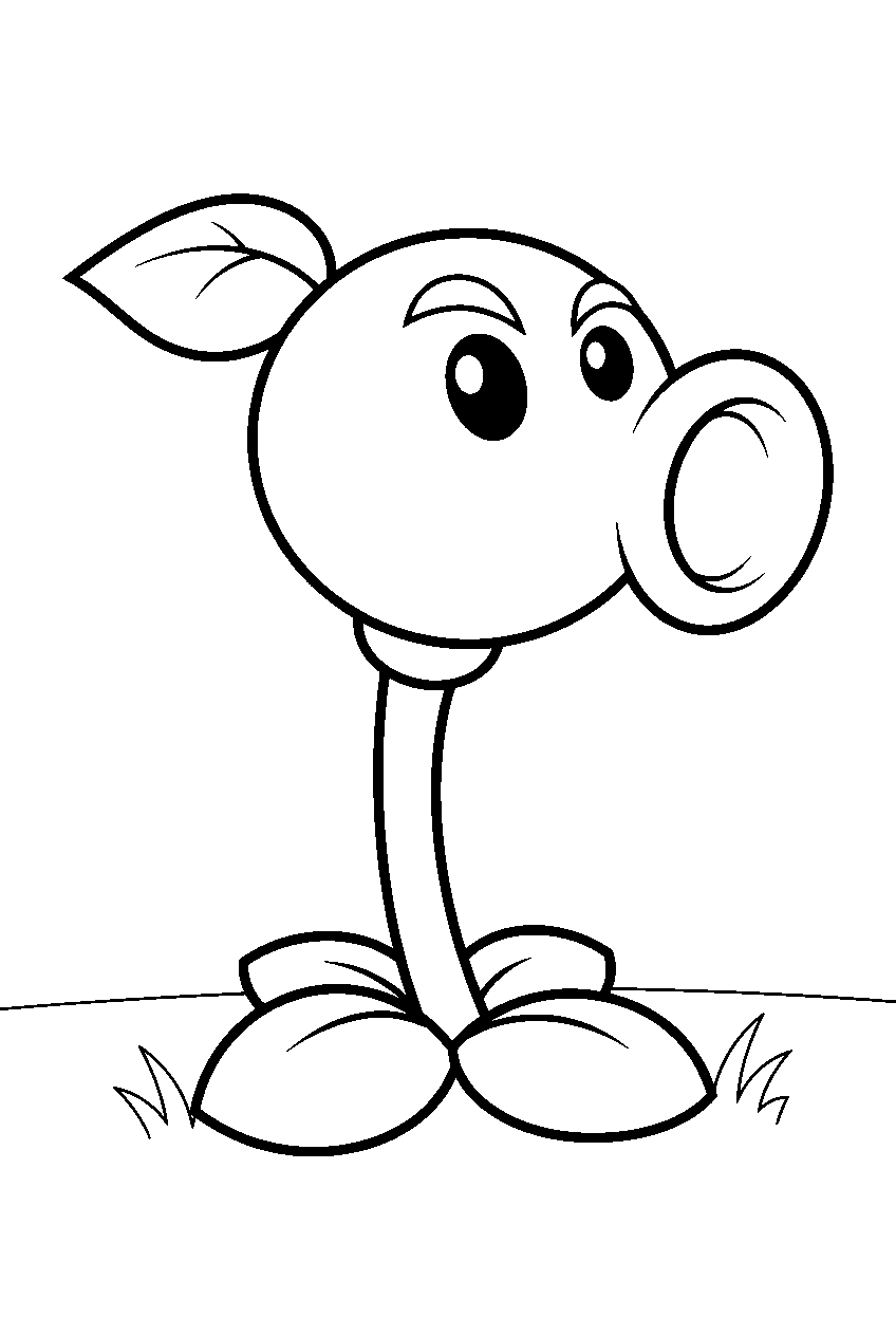 plants vs zombies on lawn line art