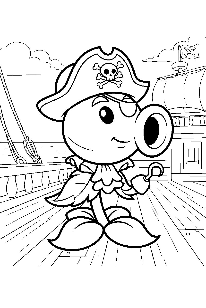 plants vs zombies on pirate seas line art