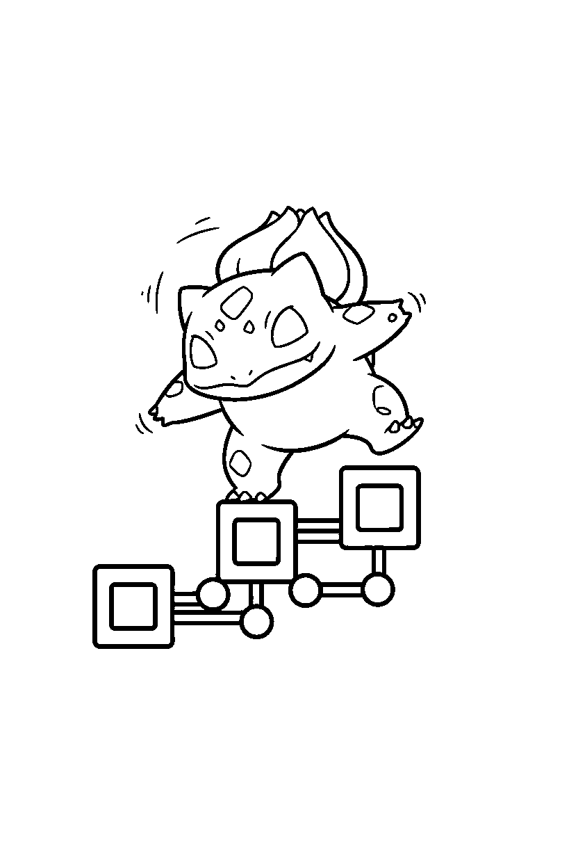 pokemon bulbasaur balancing in level line art