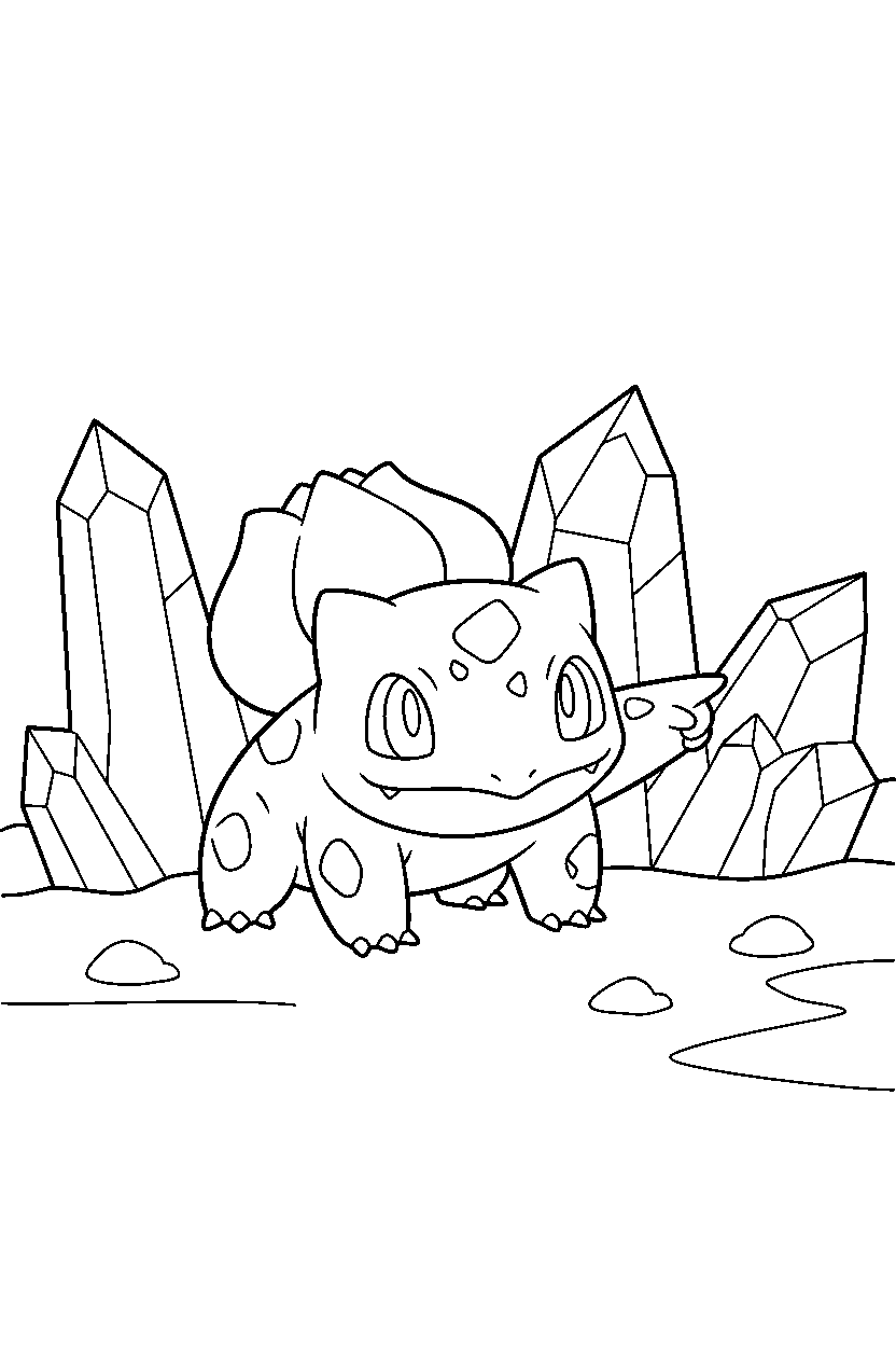 pokemon bulbasaur pointing in ice area line art