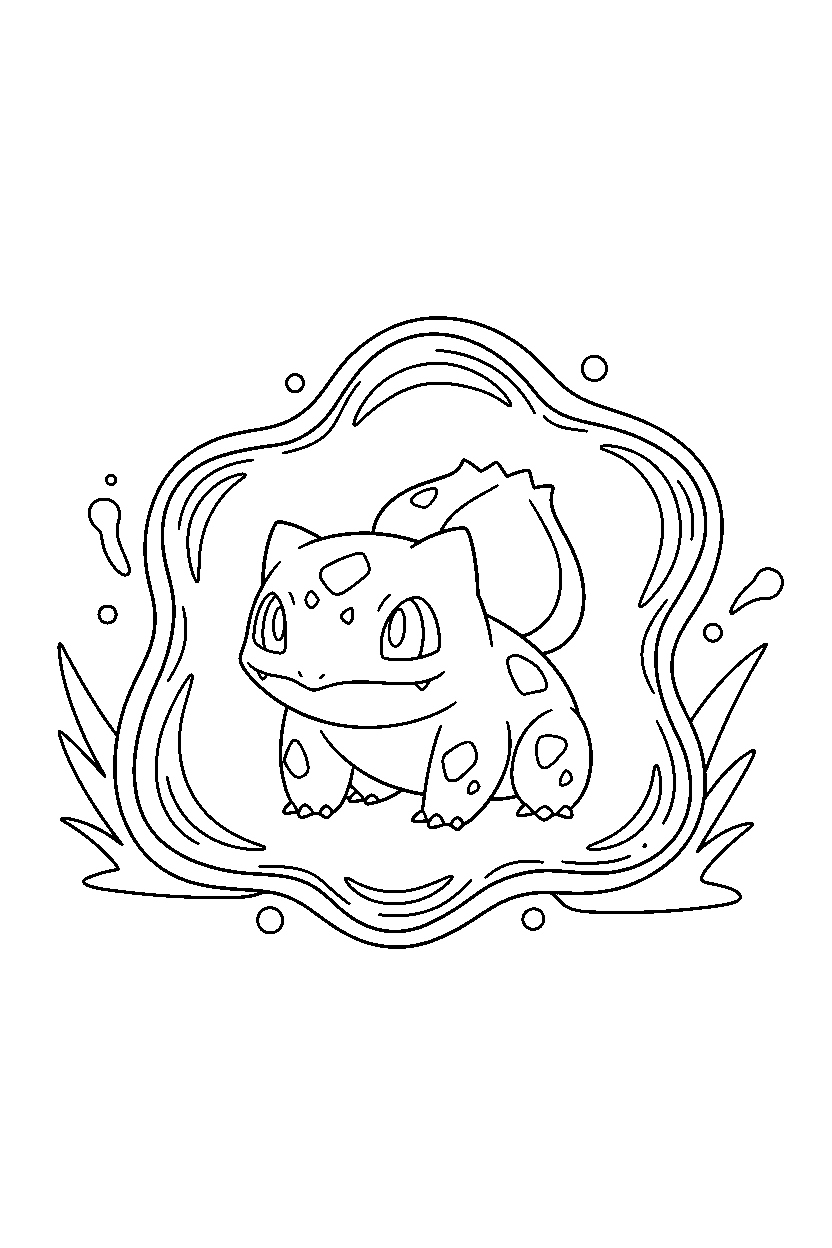 pokemon bulbasaur sitting in glowing zone line art