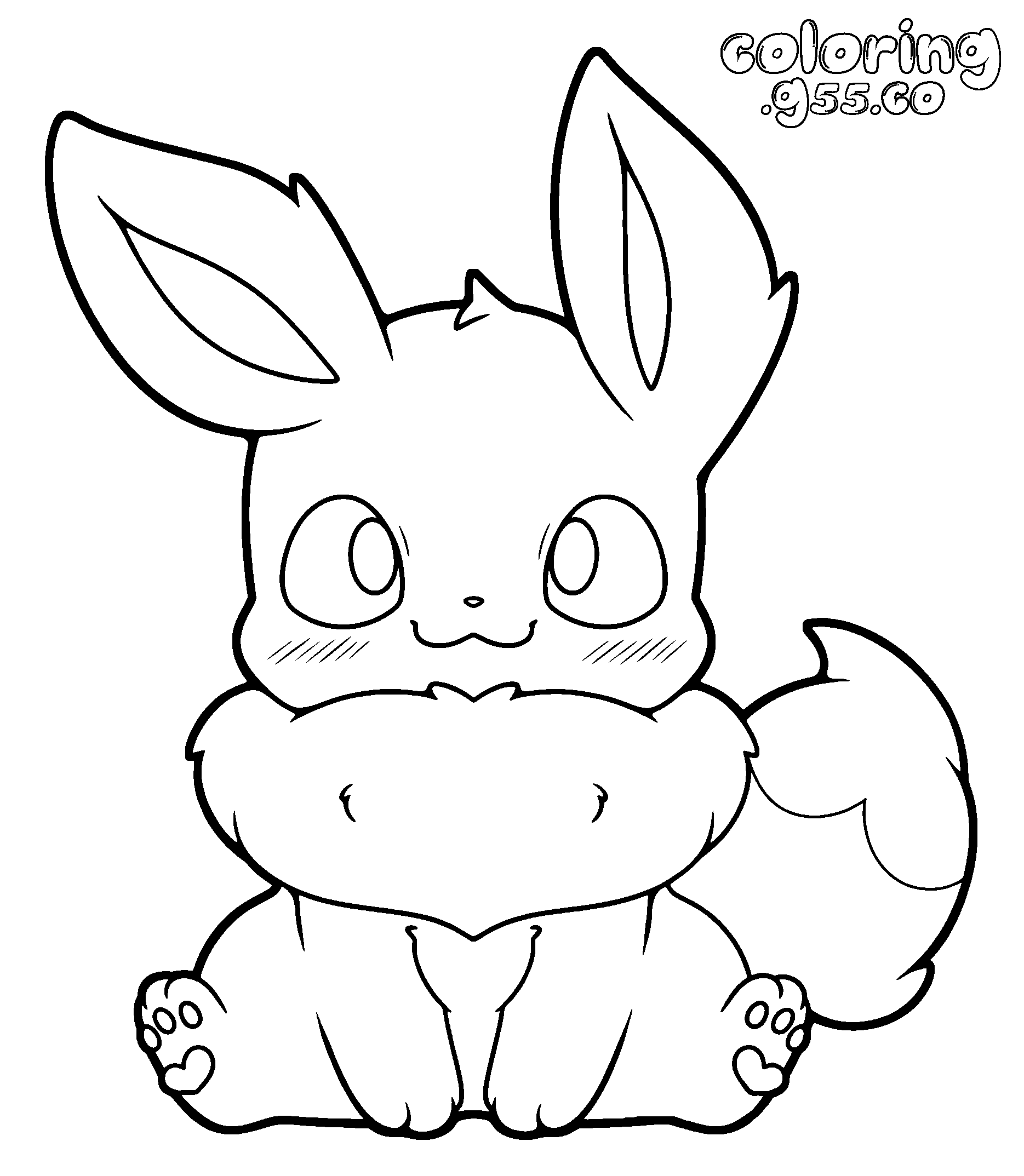 cute blushy eevee line art for kids