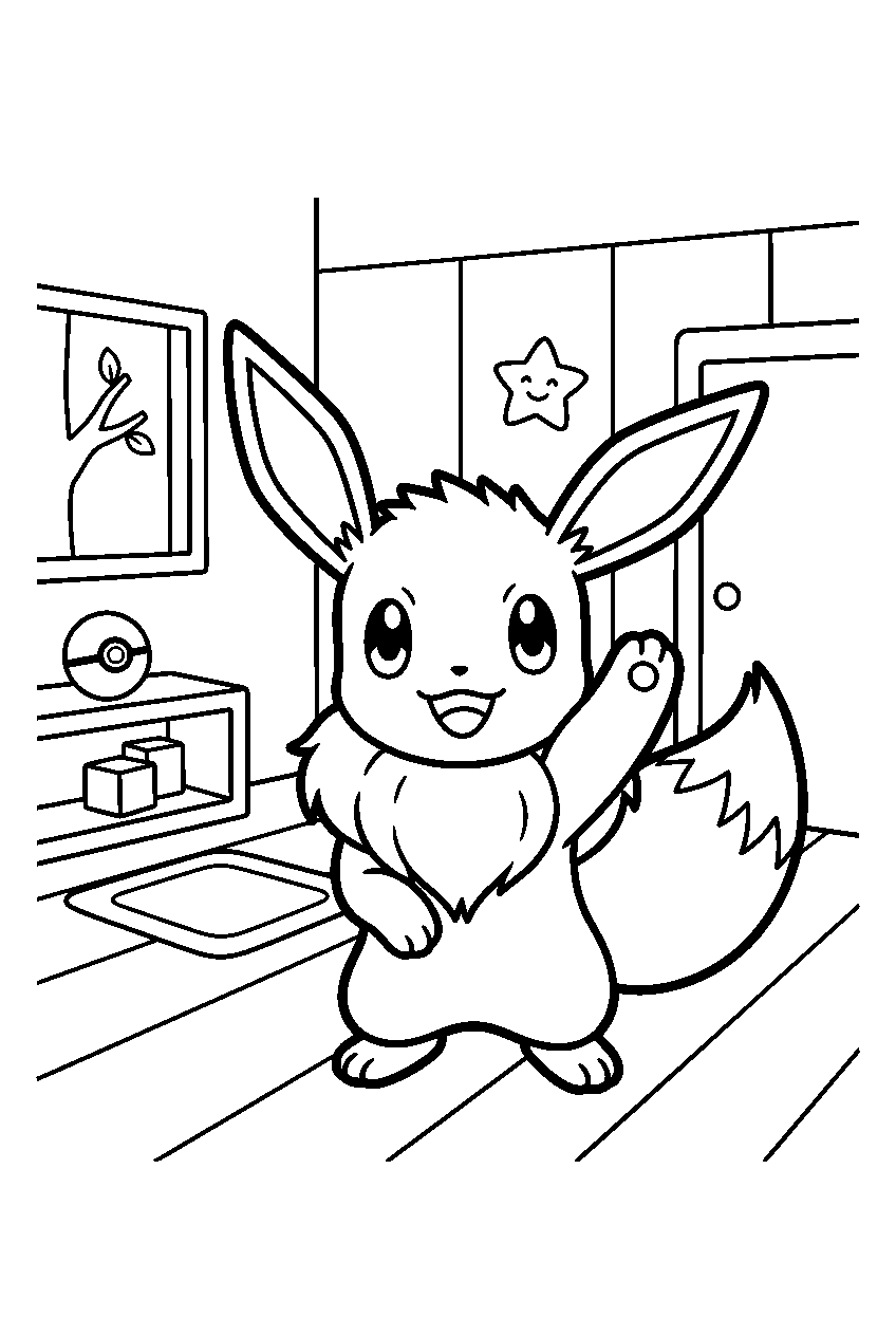 pokemon eevee waving in pokemon daycare line art