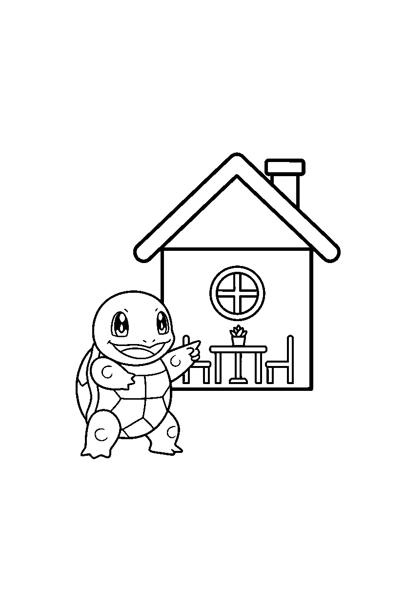 pokemon squirtle pointing in house line art
