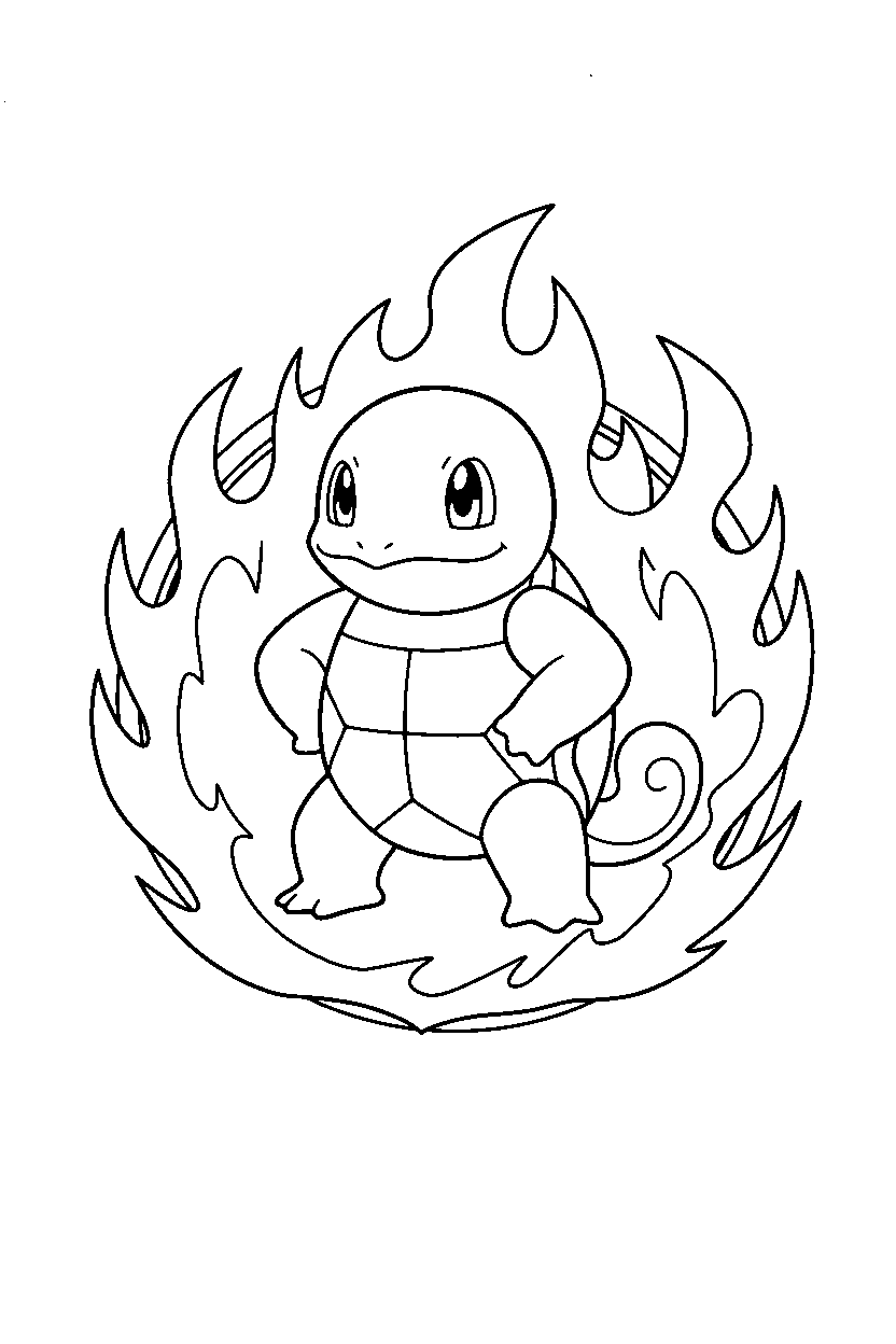 pokemon squirtle standing confidently in glowing zone line art
