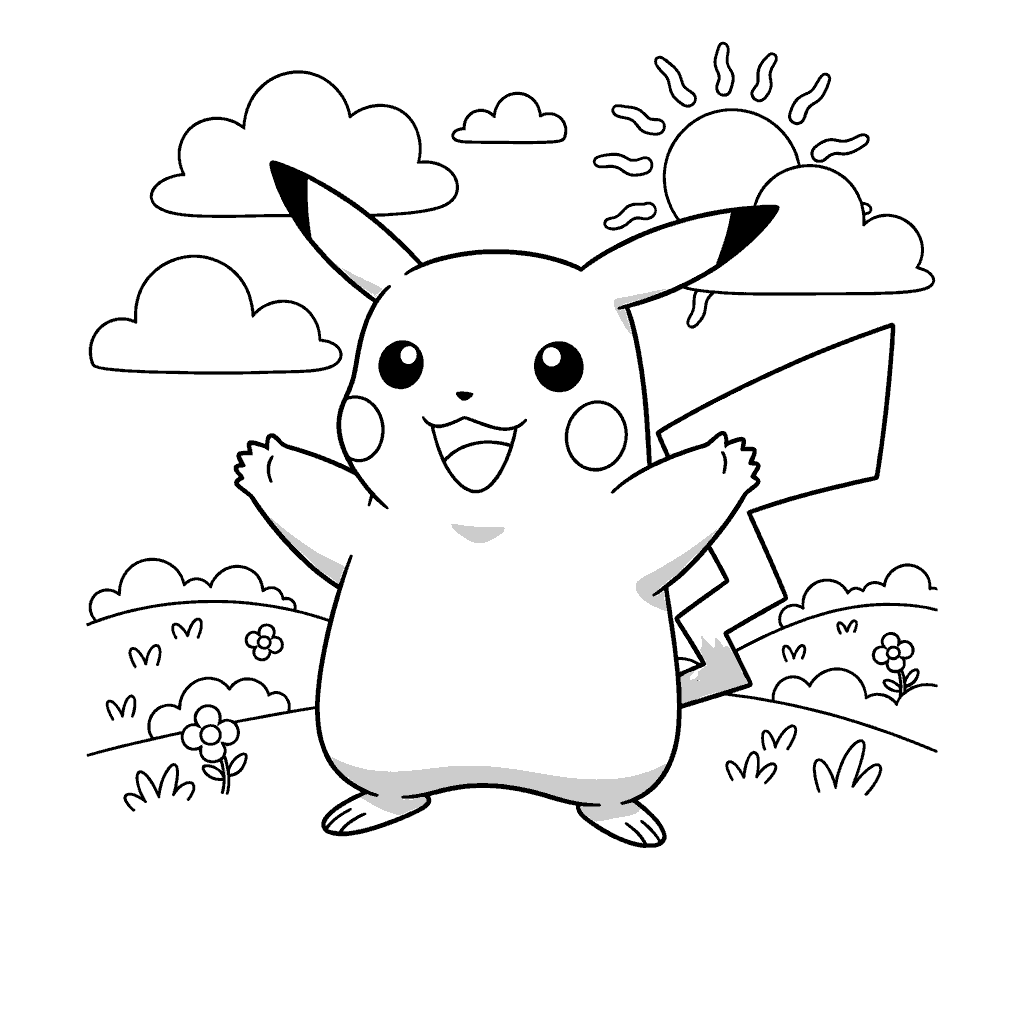 pikachu line art