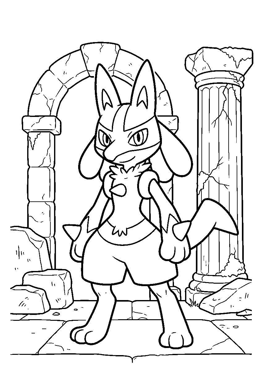pokemon in ancient ruins line art