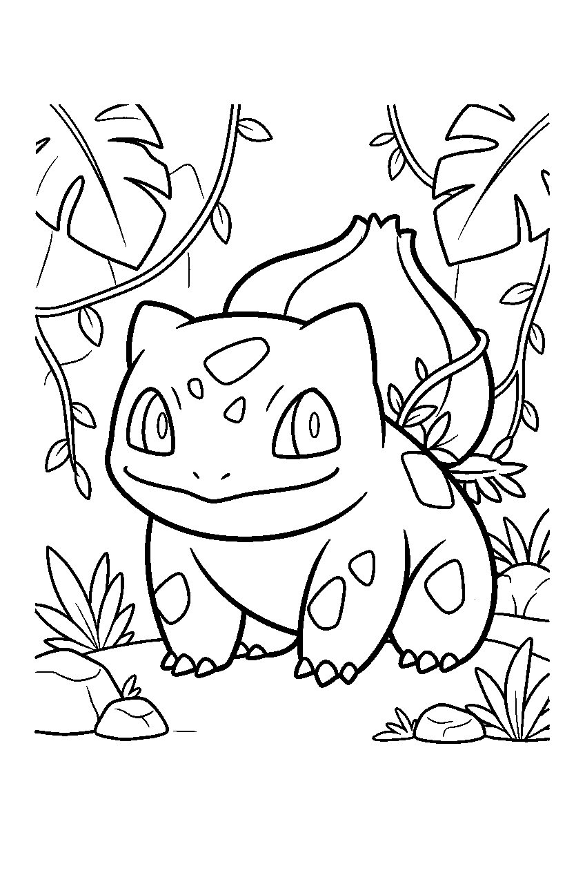 pokemon in jungle area line art