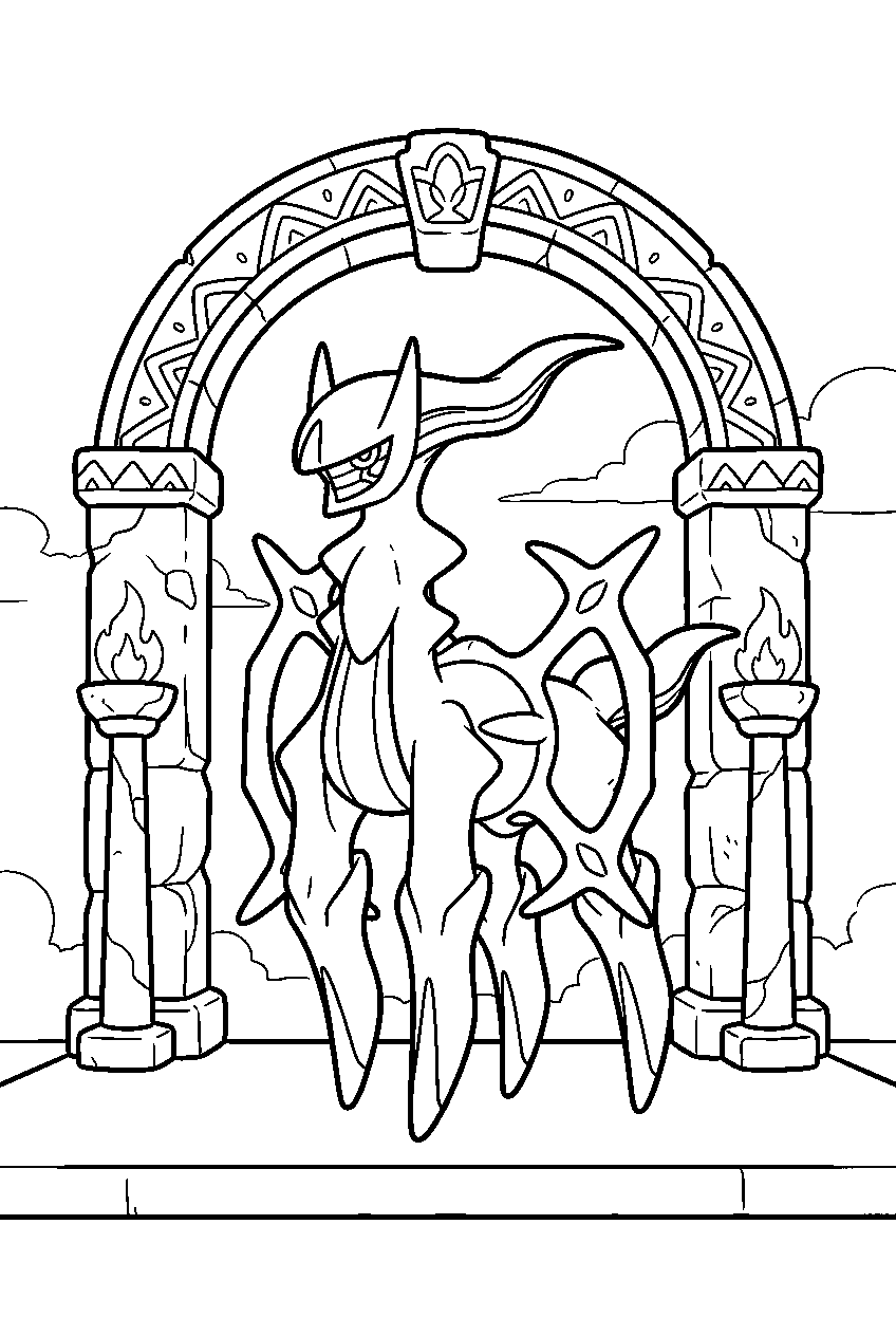 pokemon in legendary shrine line art