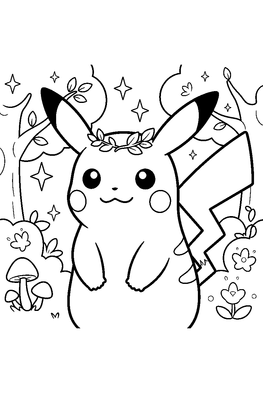 pokemon in magical forest line art