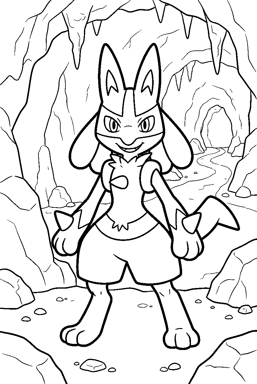 pokemon in mountain cave line art