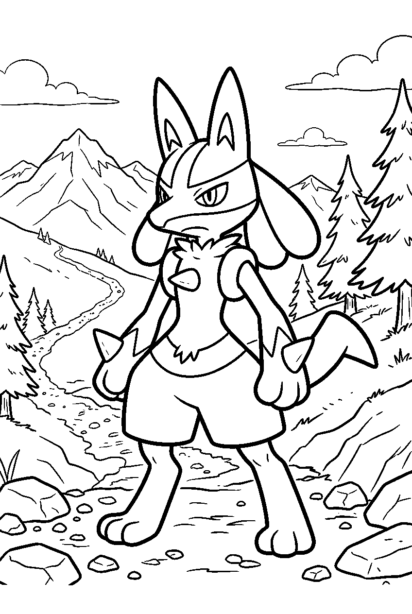 pokemon in mountain trail line art