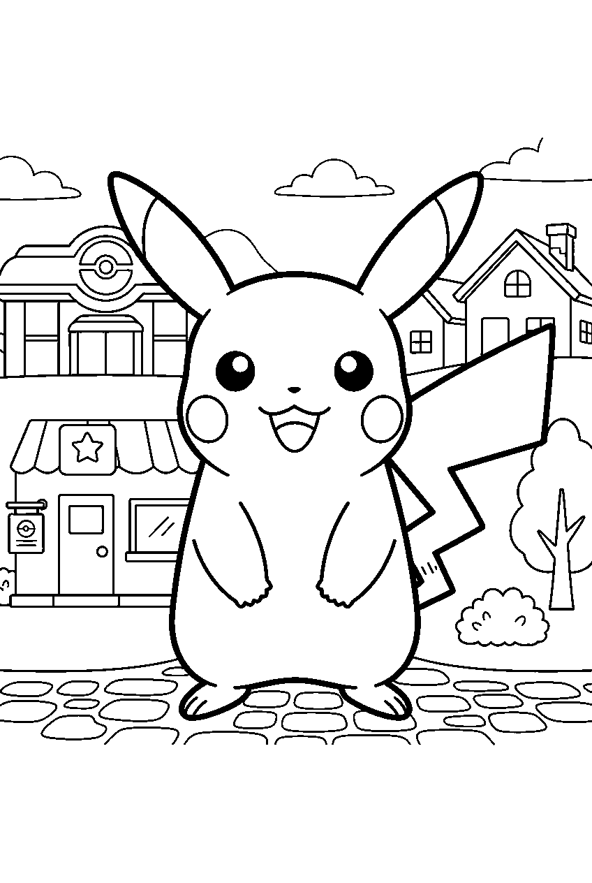 pokemon in pokemon town line art