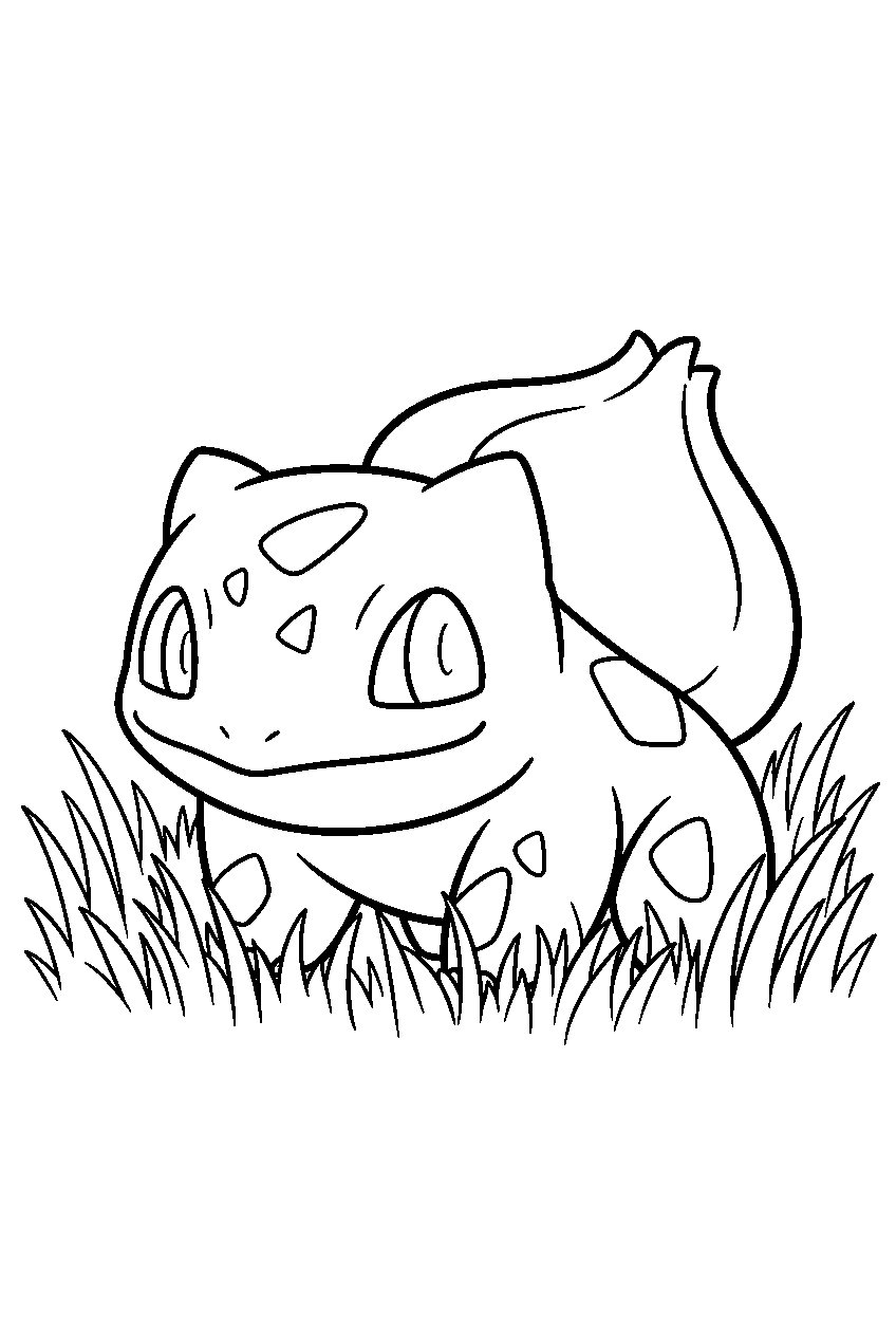 pokemon in tall grass line art