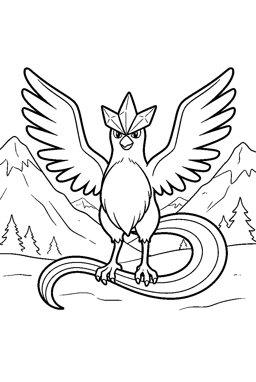 pokemon on snowy mountain line art