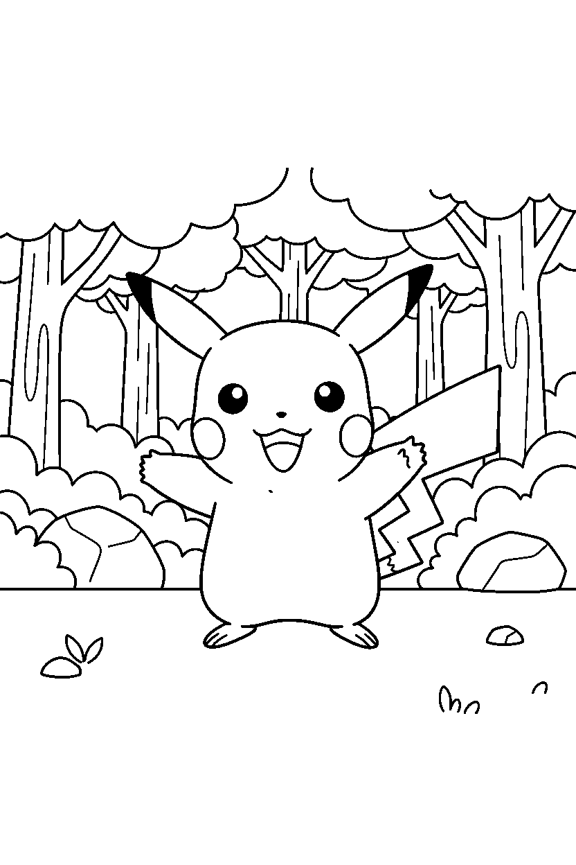 pokemon pointing in forest line art