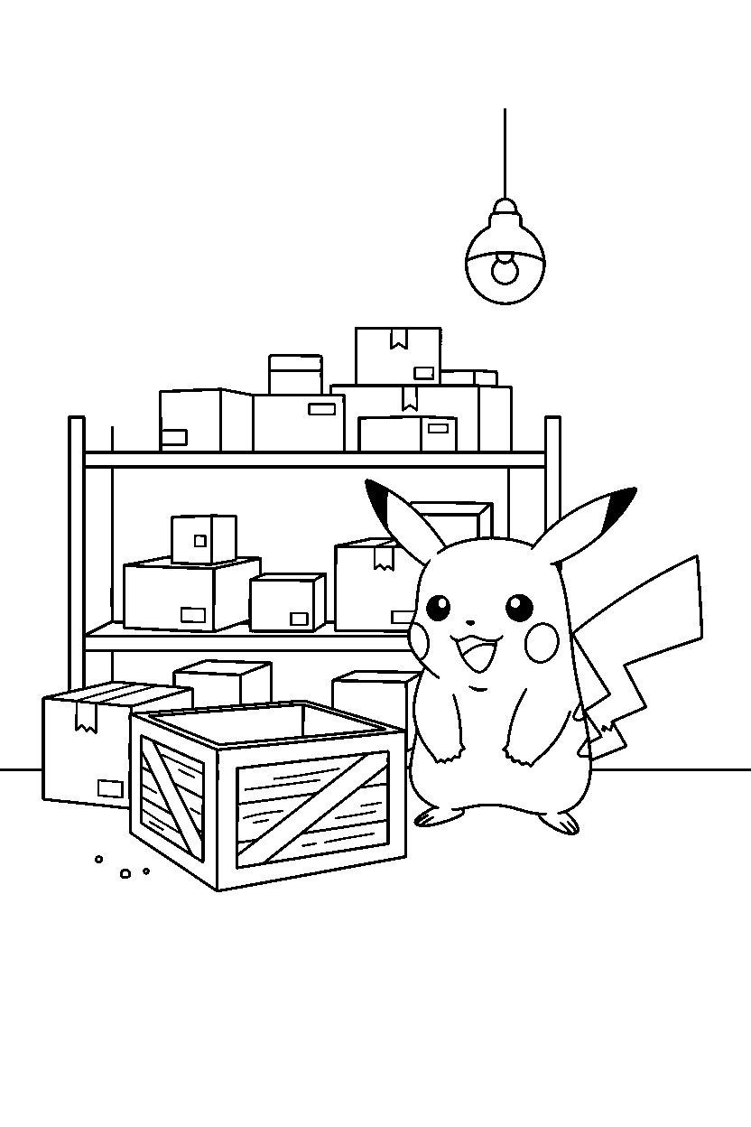 pokemon standing in storage room line art
