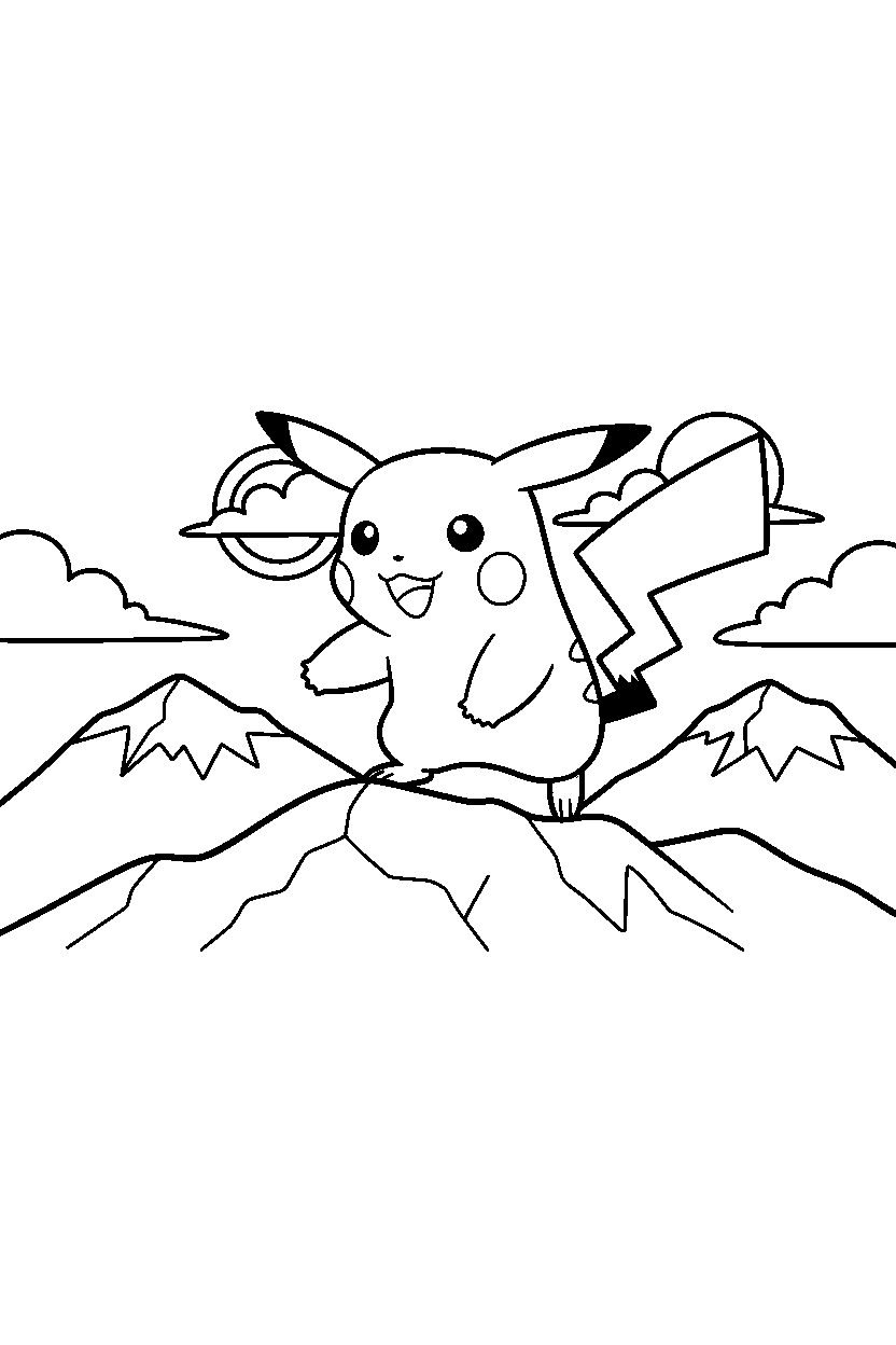 pokemon walking on mountain line art