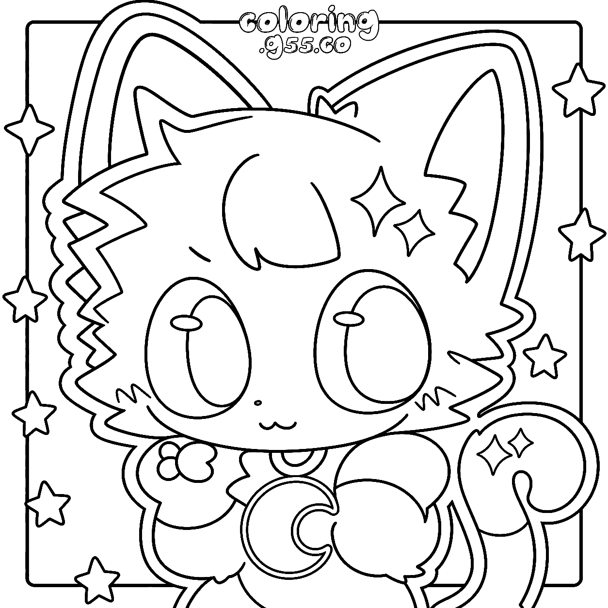 cute catnap chibi stars poppy playtime line art for kids