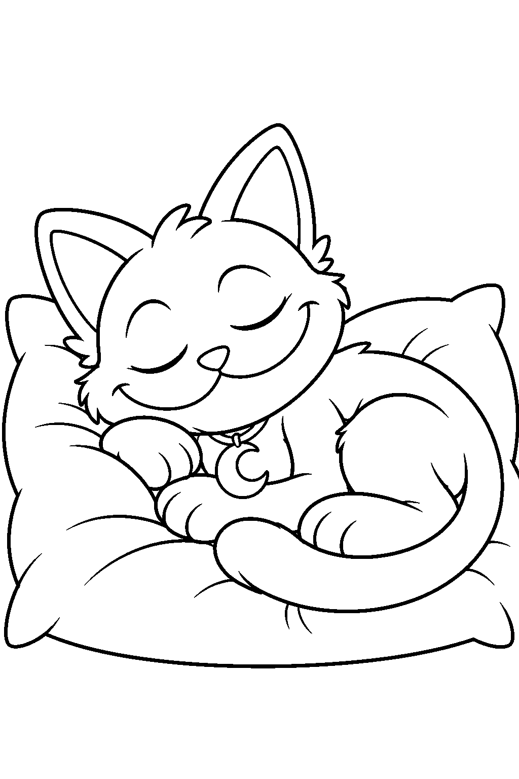 poppy playtime catnap curled up asleep on a pillow line art