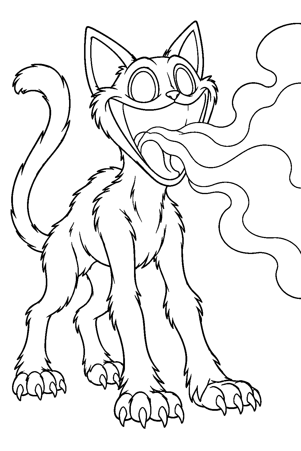 poppy playtime catnap exhaling red sleep gas from his open mouth line art
