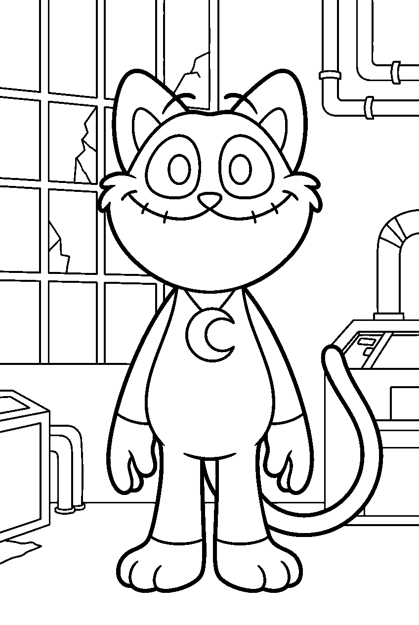 poppy playtime catnap in abandoned factory wing line art