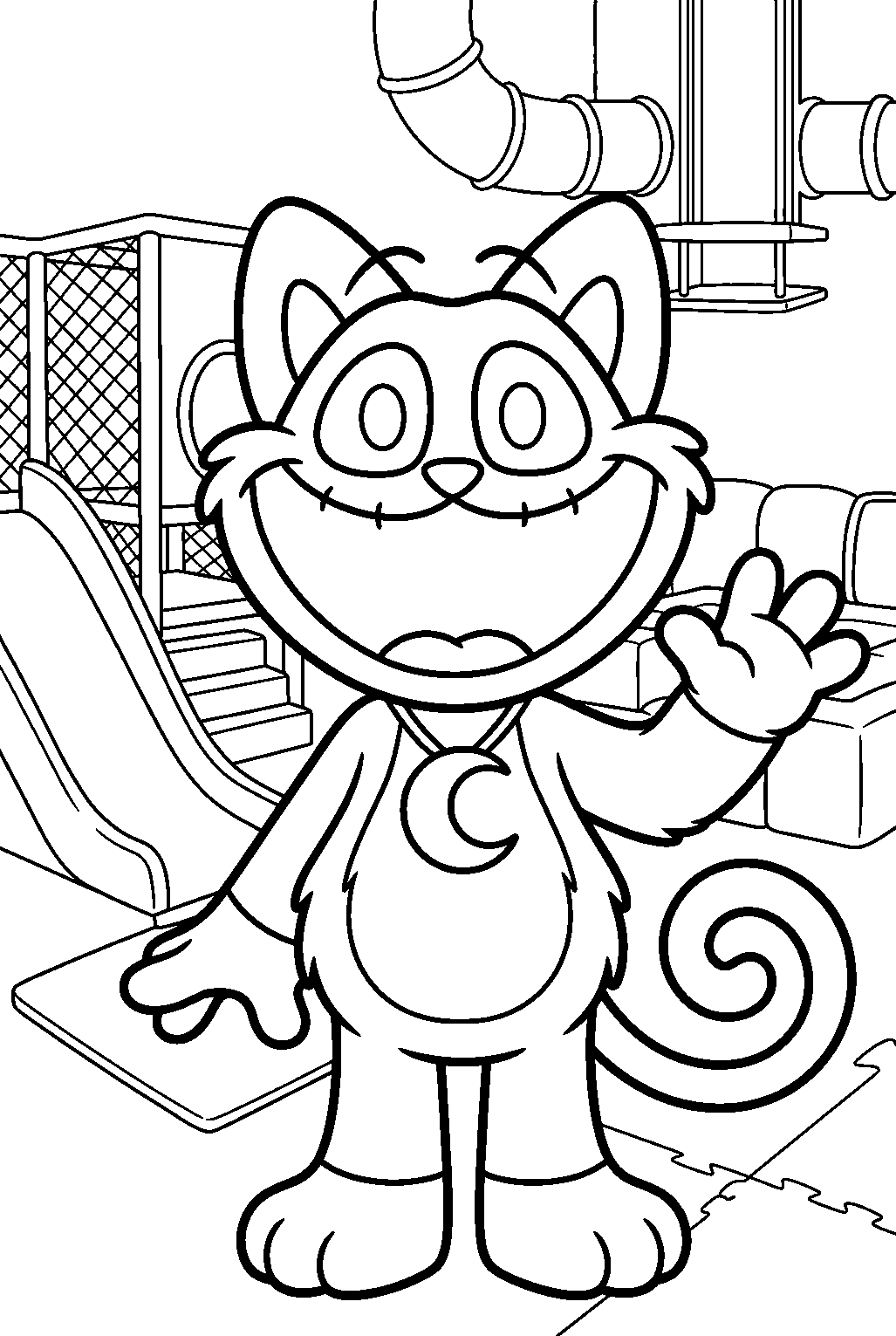 poppy playtime catnap in indoor playground line art