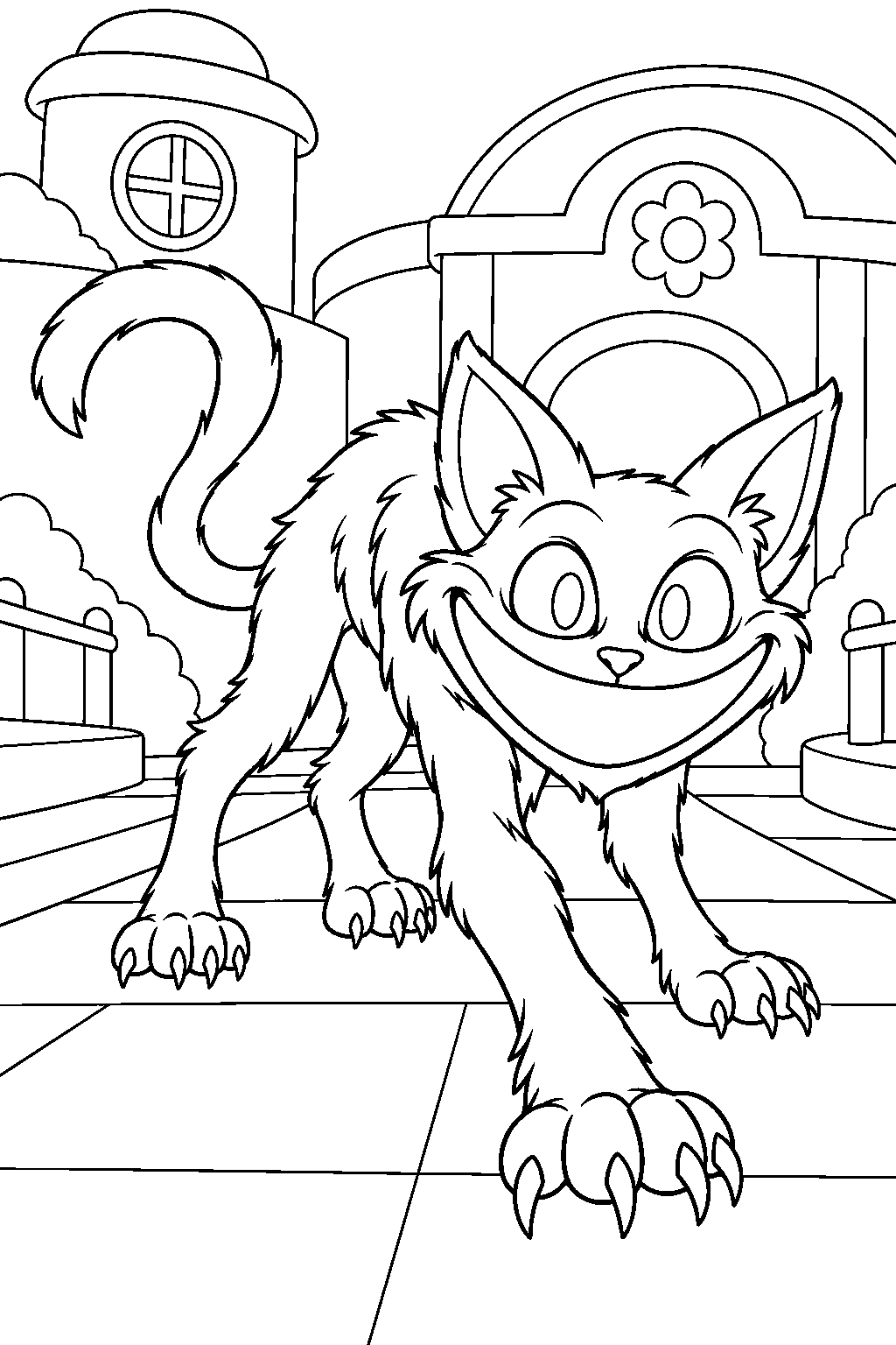 poppy playtime catnap in monster form prowling through playcare line art