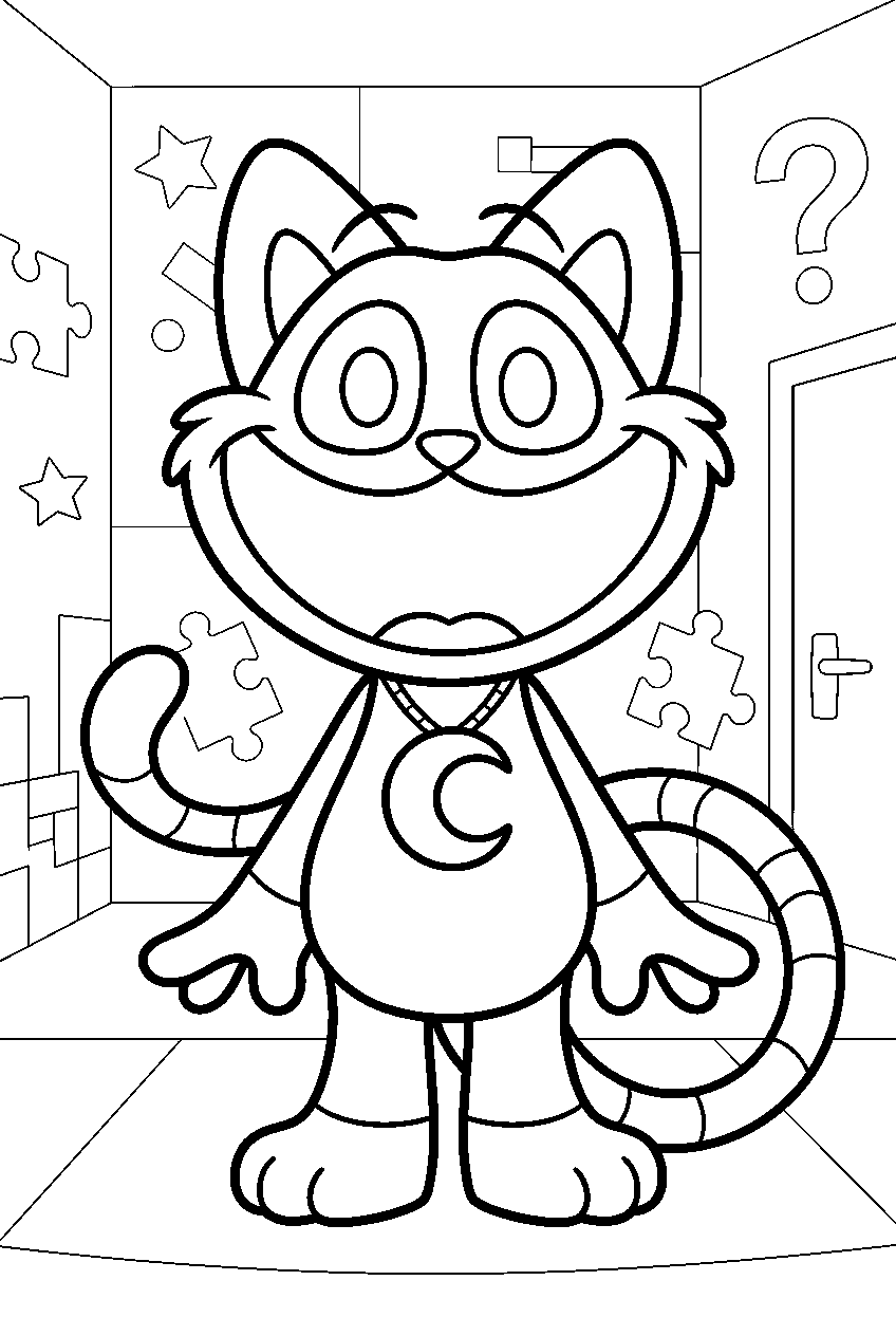 poppy playtime catnap in puzzle room line art