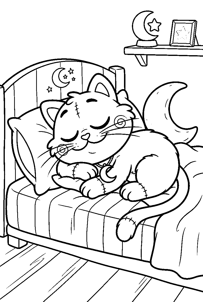 poppy playtime catnap in sleeping quarters line art