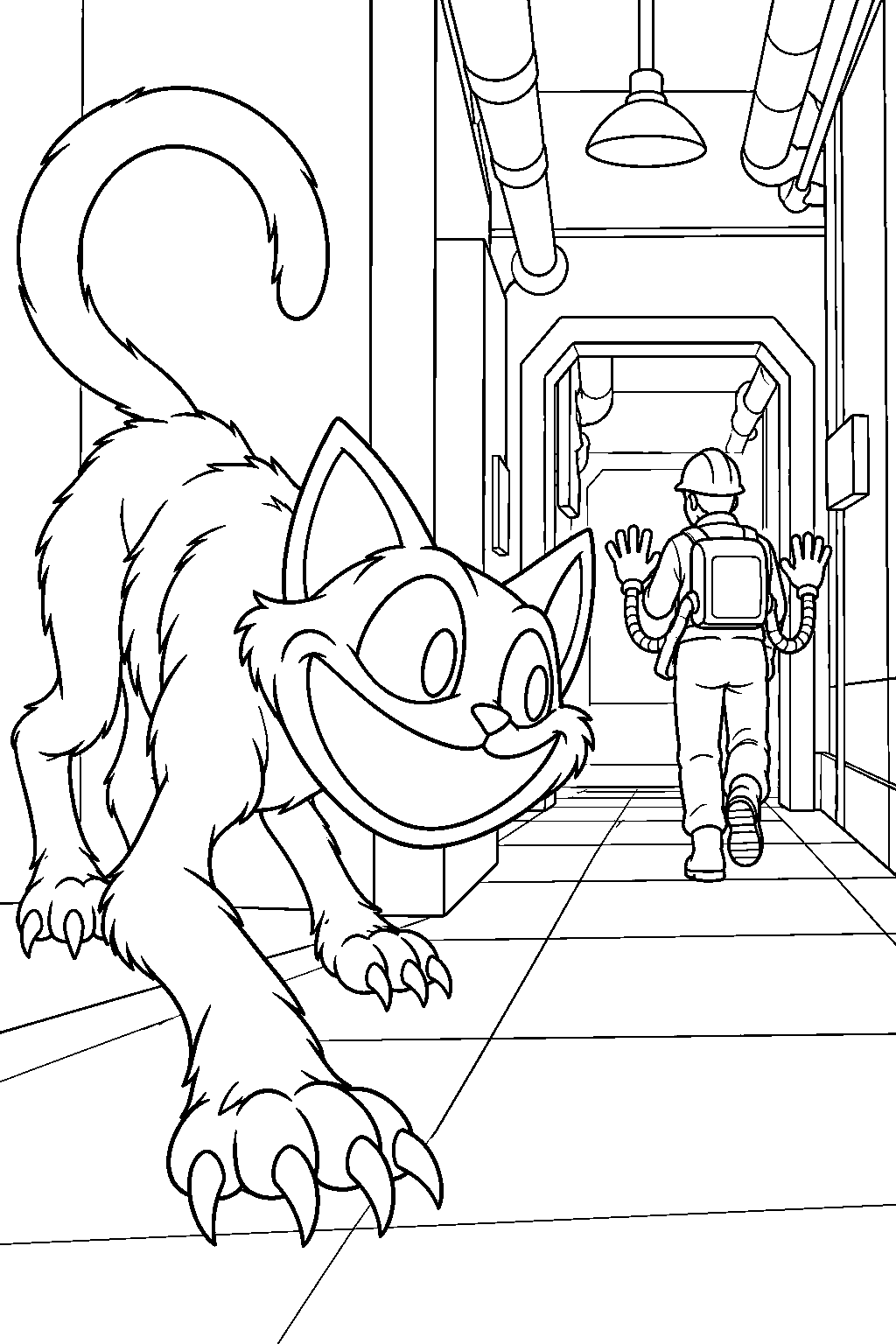 poppy playtime catnap stalking the player inside home sweet home line art