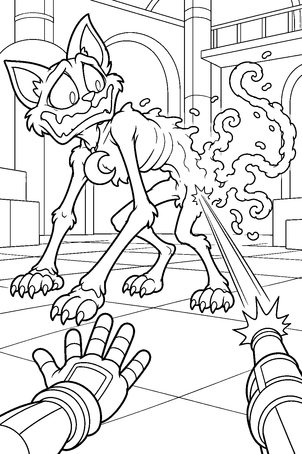 poppy playtime phantom catnap disappearing after a grabpack flare line art
