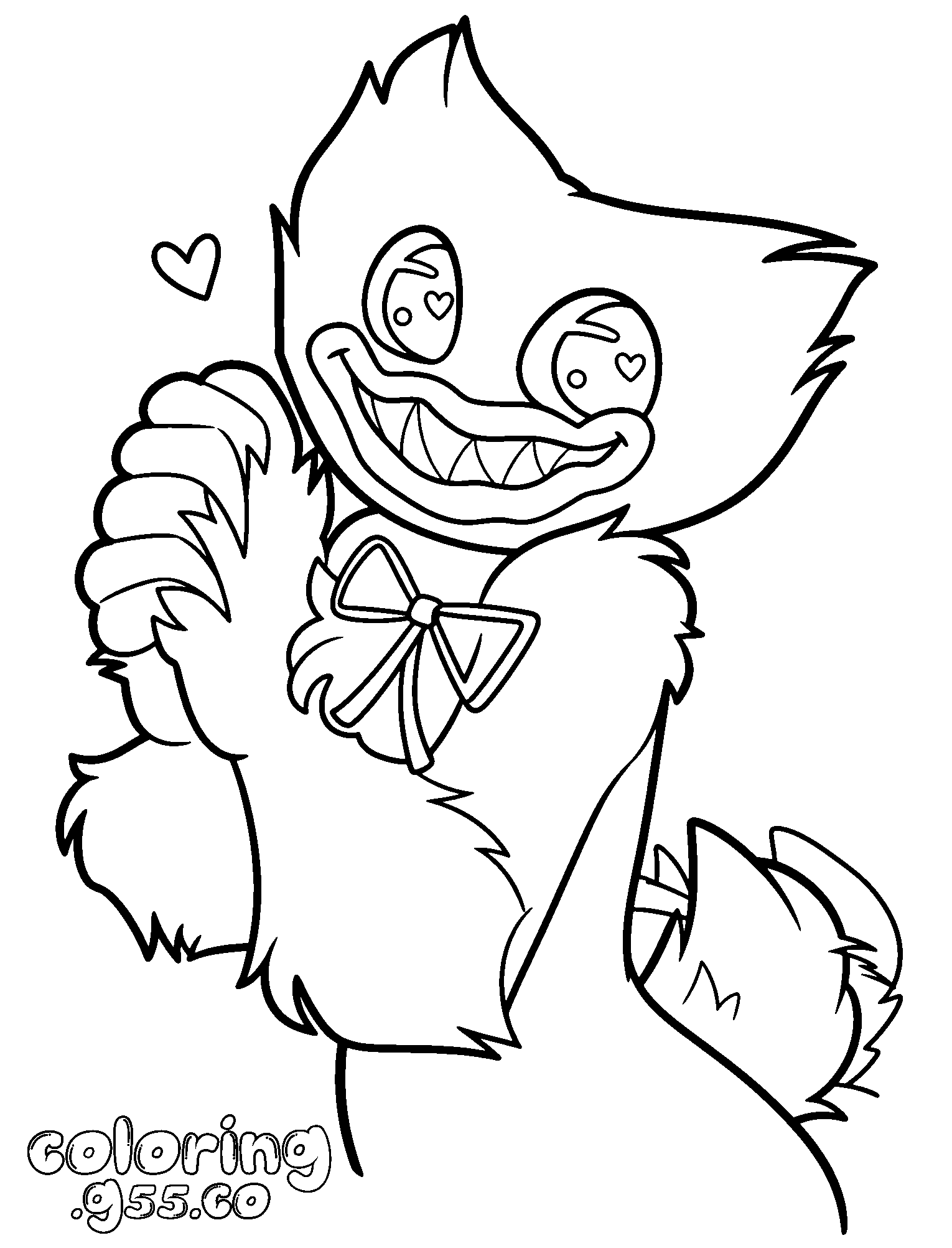 cute huggy wuggy line art for kids