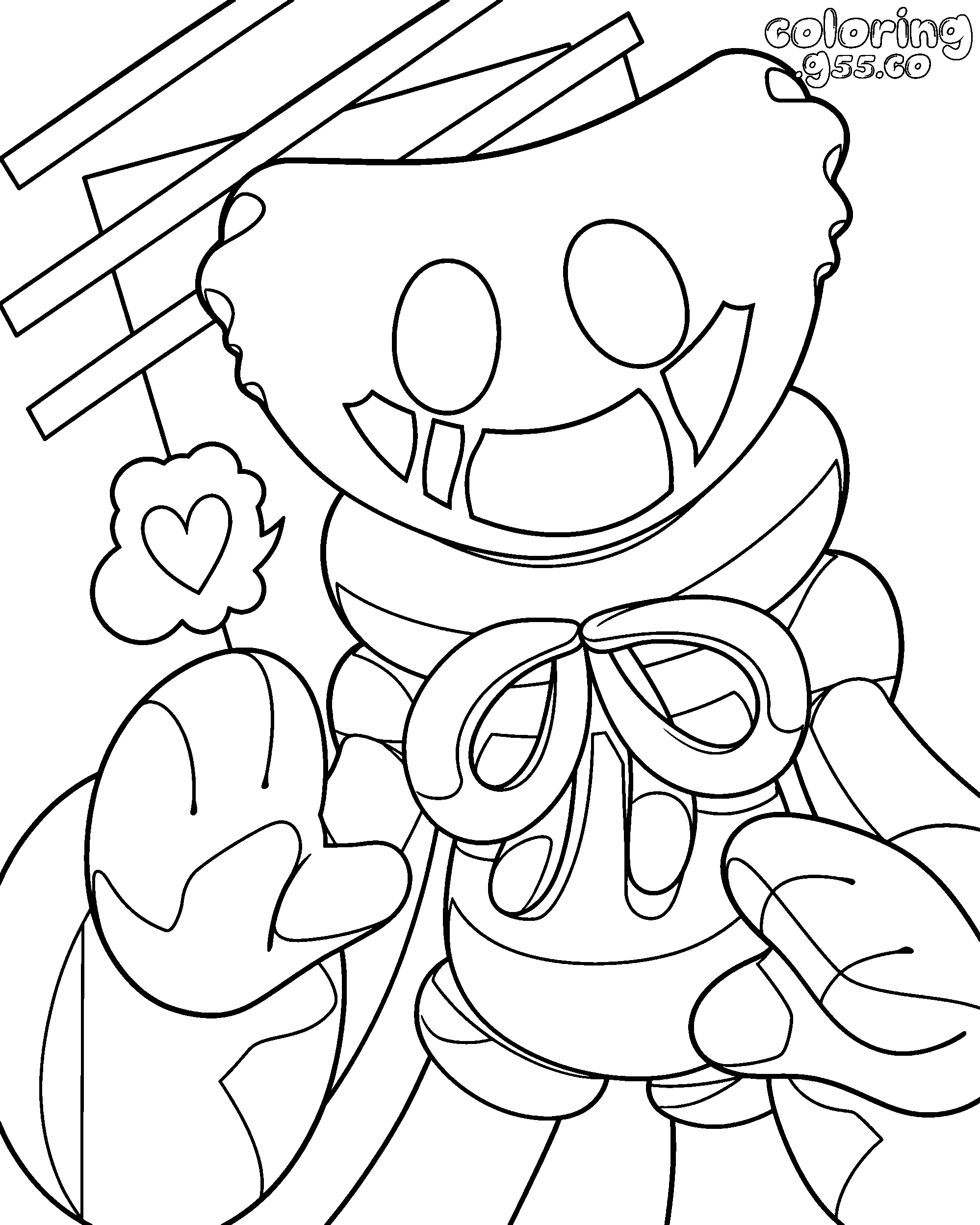 marshmallow huggy waving line art