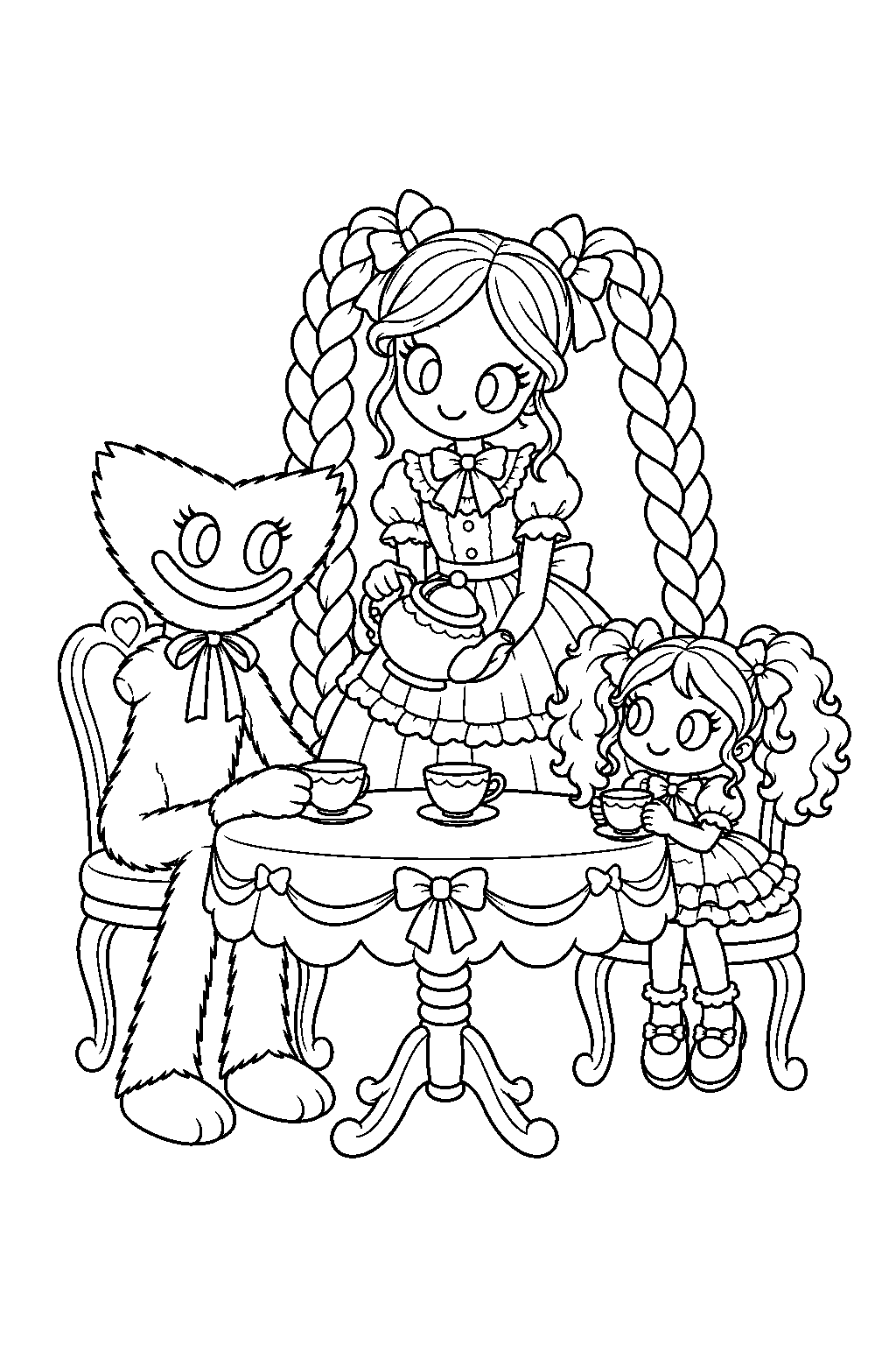 kissy missy at lily lovebraids tea party with poppy line art