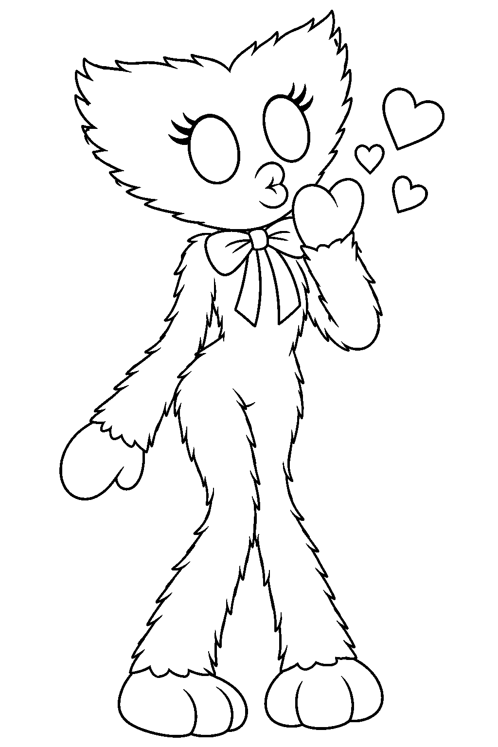 kissy missy blowing a kiss with floating hearts line art