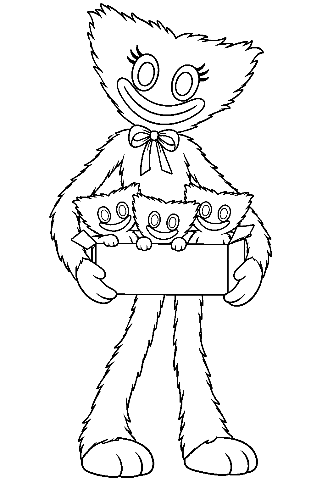kissy missy carrying a box of mini huggies line art