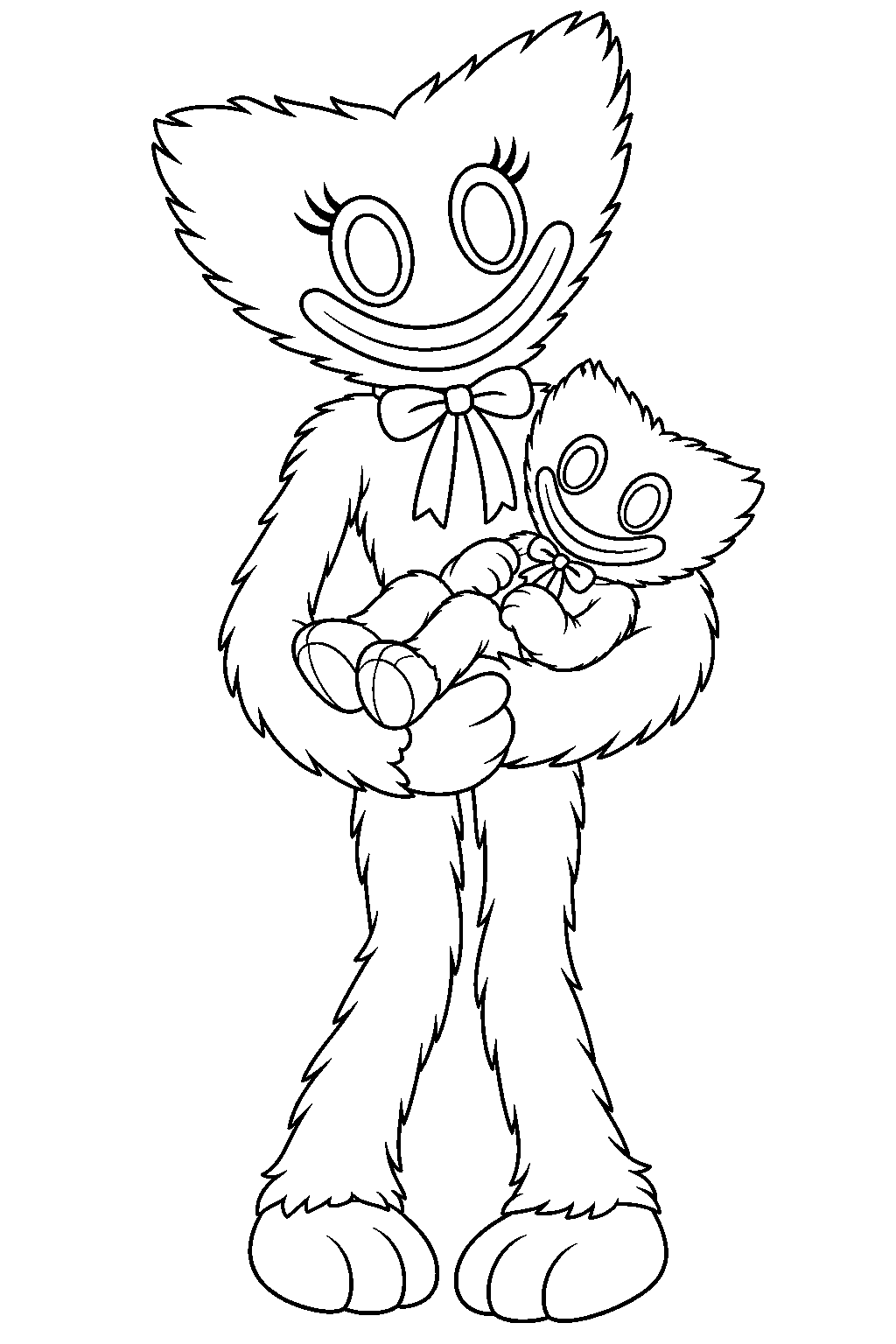 kissy missy cradling a baby mini huggy line art