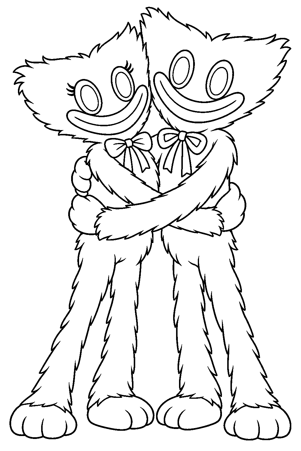 kissy missy hugging huggy wuggy line art