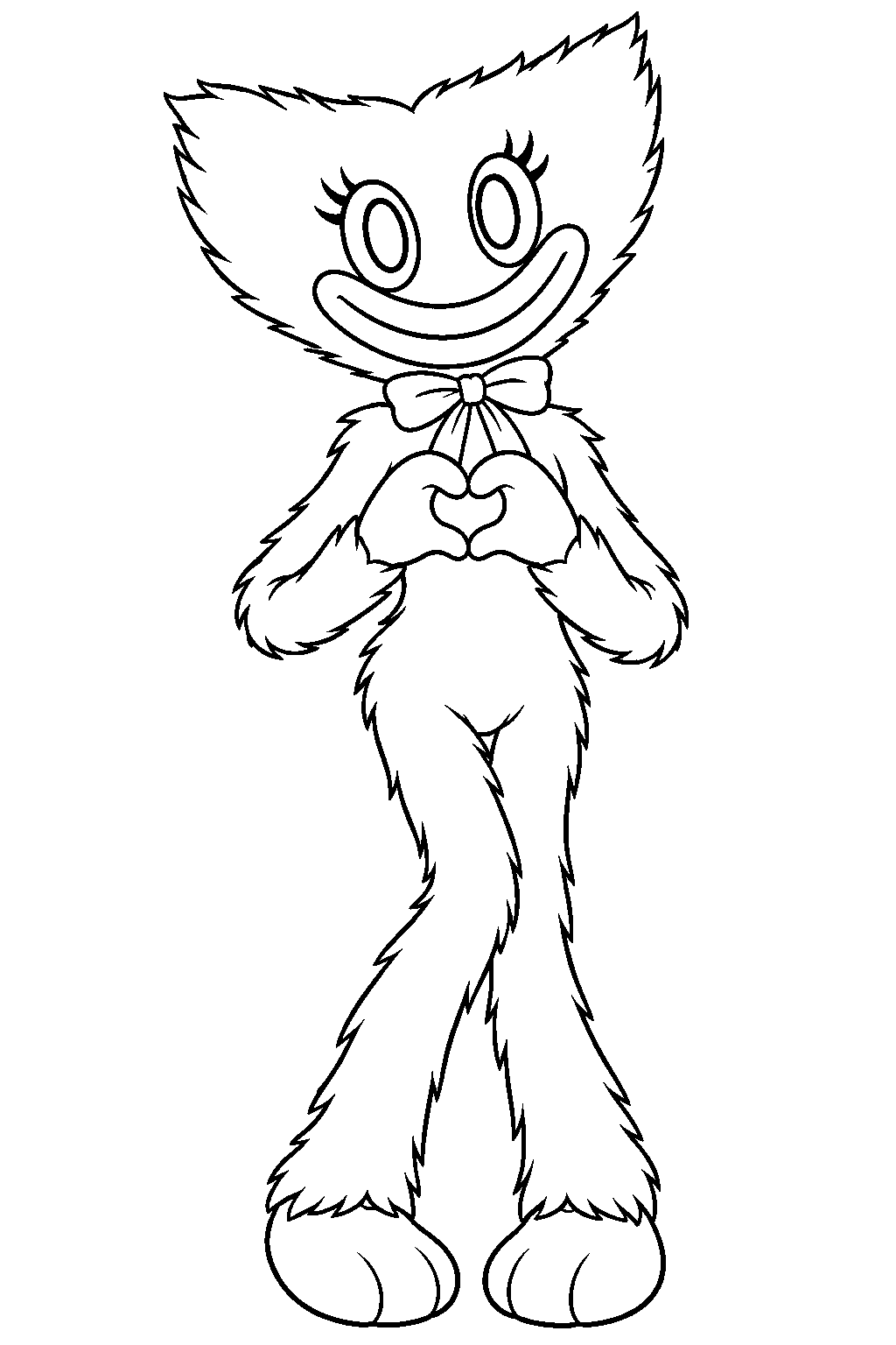 kissy missy making a small heart with her hands in front of her chest line art