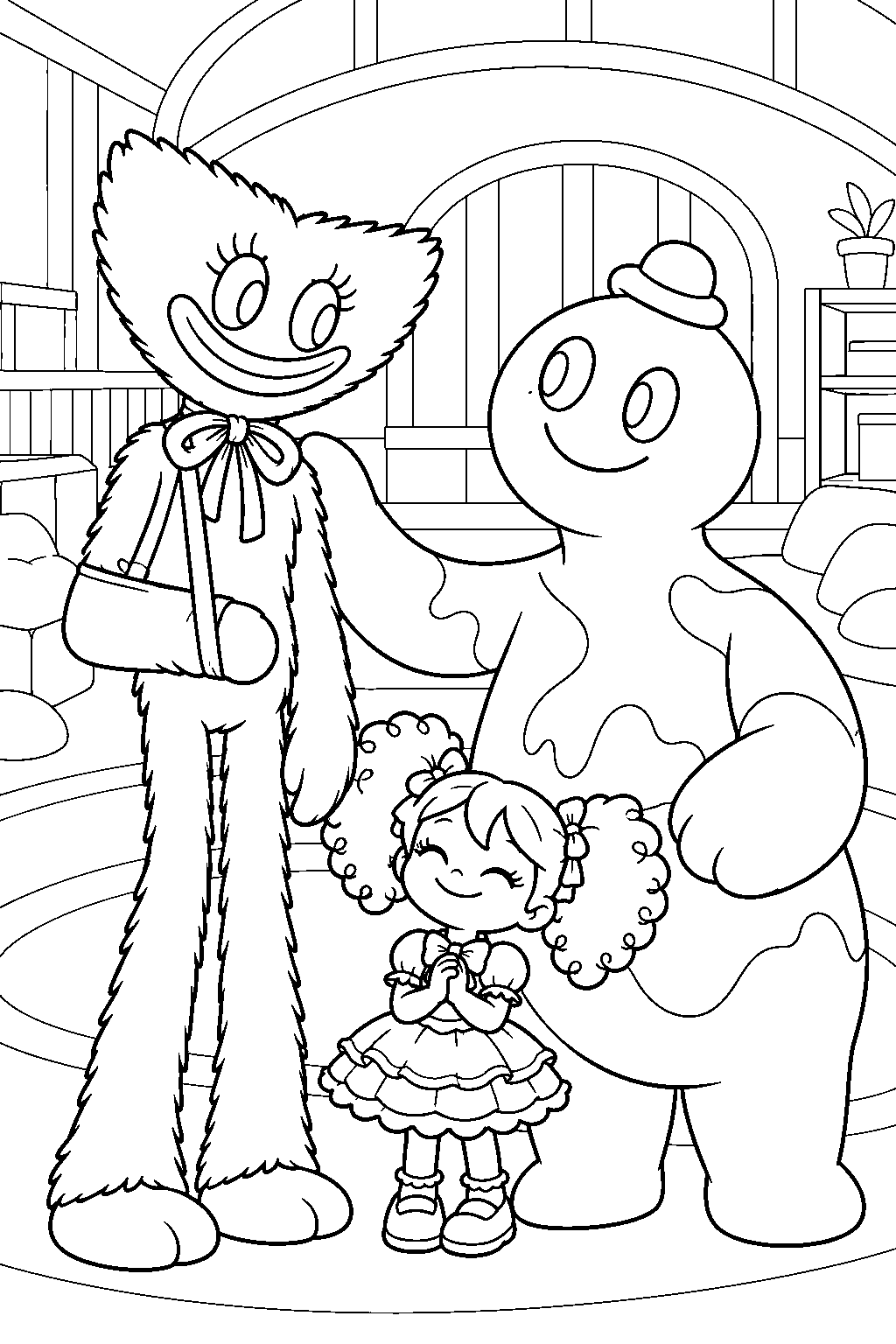 kissy missy meeting doey beside poppy in safe haven line art