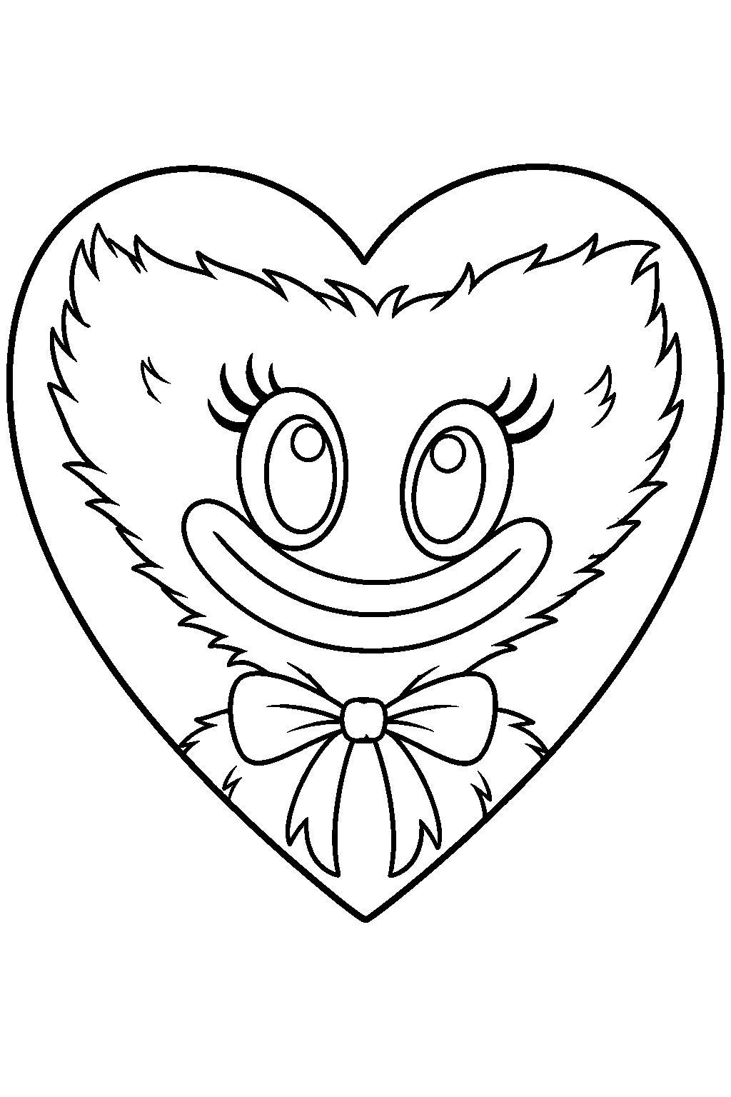 kissy missy s smiling face inside a heart shaped frame line art