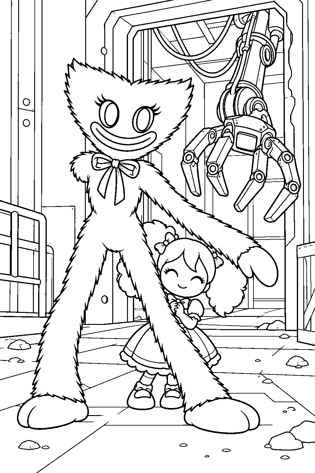 kissy missy shielding poppy from the prototype line art