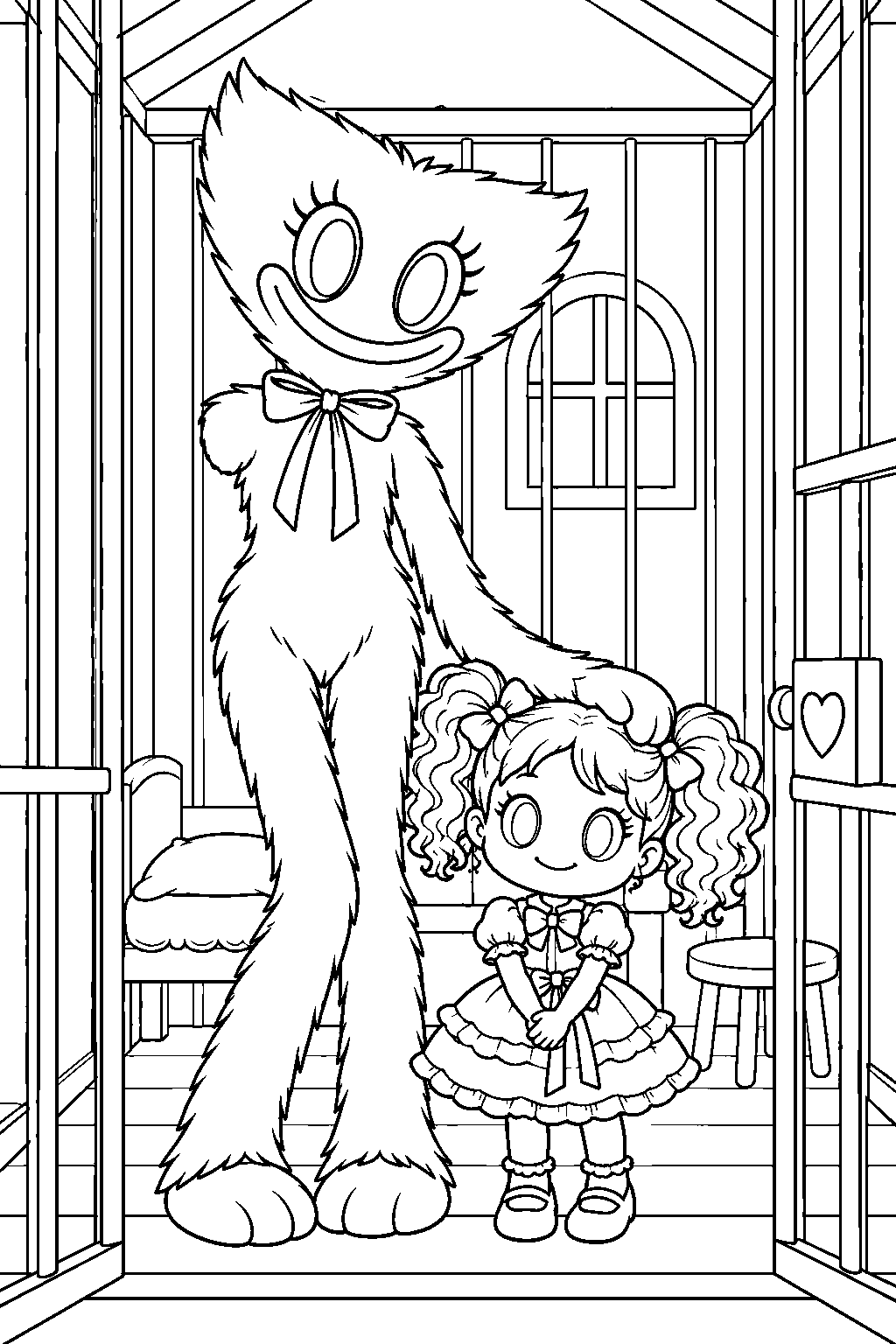 kissy missy with poppy inside lily lovebraids dollhouse cell line art