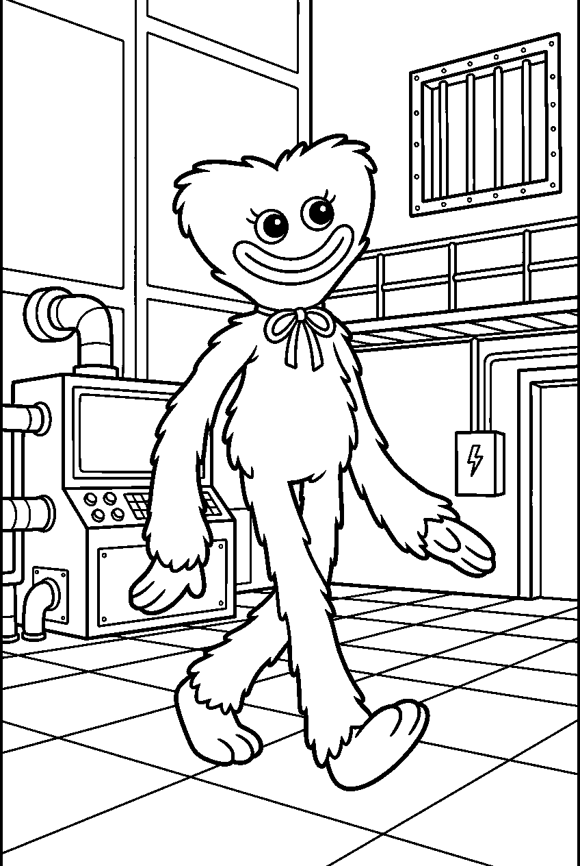 poppy playtime kissy missy exploring in testing chamber line art