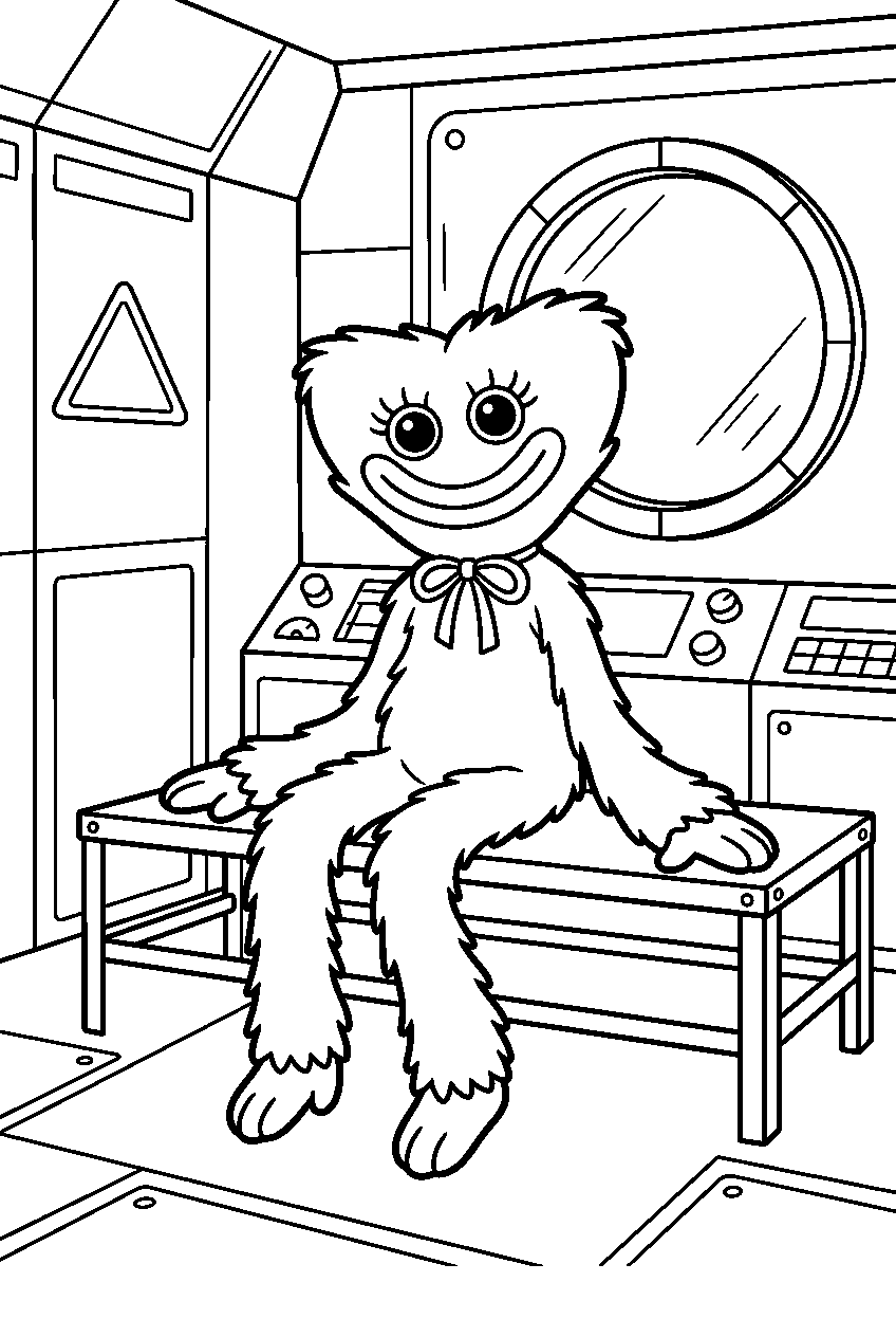 poppy playtime kissy missy sitting in testing chamber line art