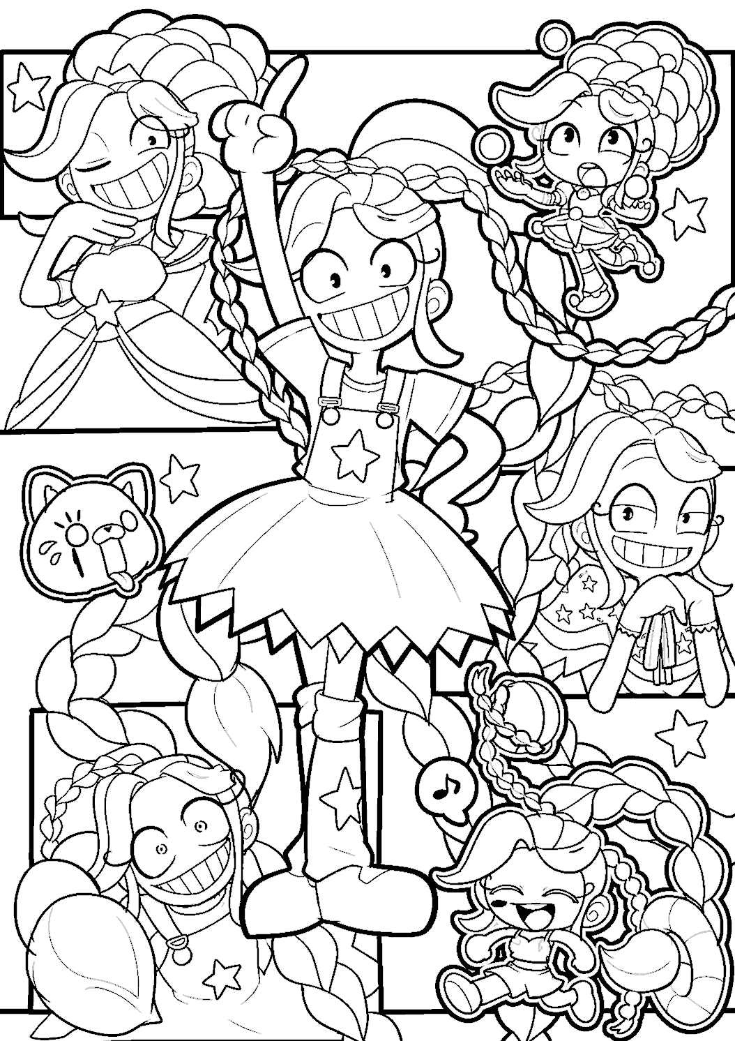 anime comic book panels expression collage lily lovebraids poppy playtime line art
