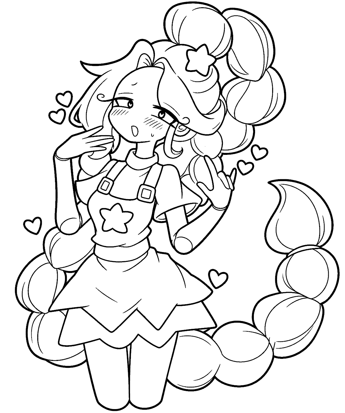 blushing scorpion tail lily lovebraids poppy playtime line art