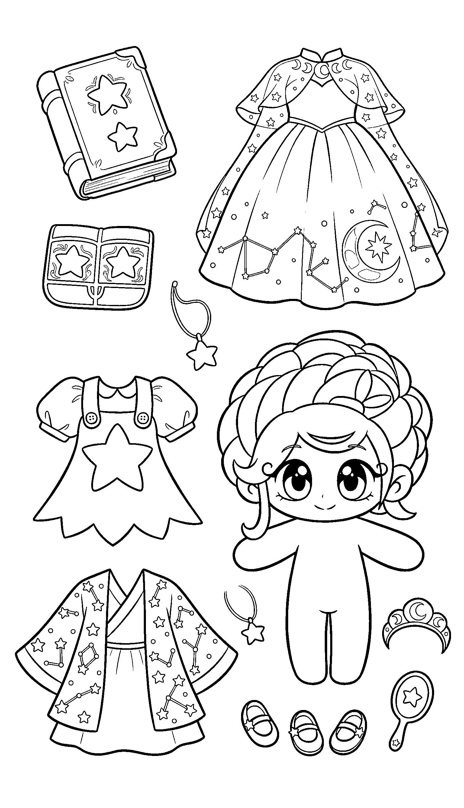 celestial paper doll dress up wardrobe poppy playtime line art